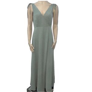 Lulu’s Dress Small Romantic Possibilities Sage Swiss Dots Maxi Dress